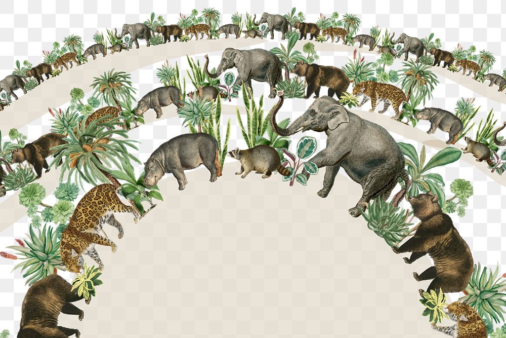 Wild animal png pattern png sticker, transparent background
