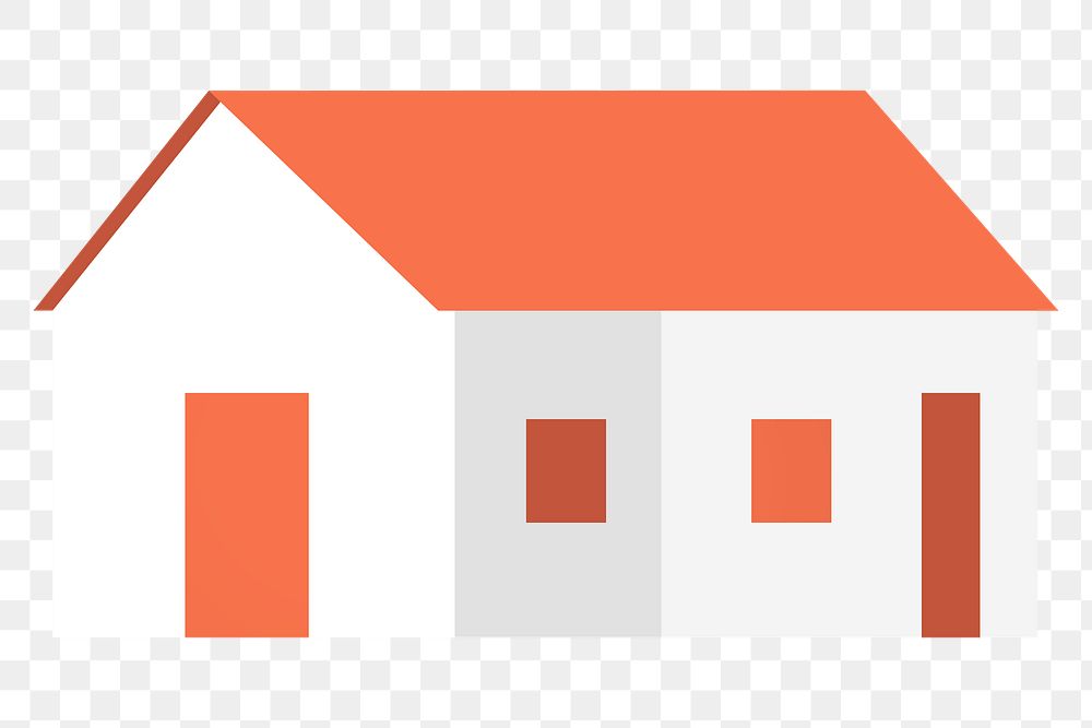 Cute house png sticker, orange & white design, transparent background