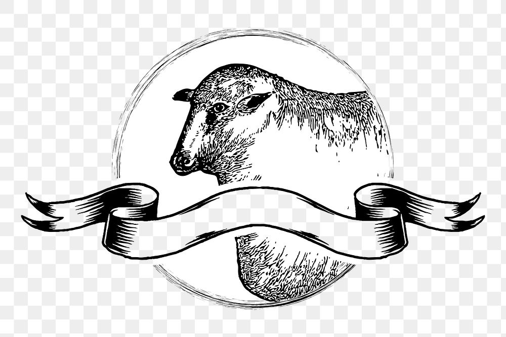 Sheep badge png drawing sticker, transparent background