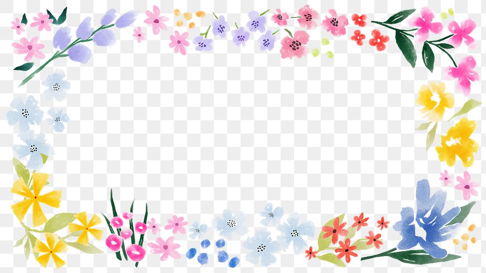 Watercolor floral frame png botanical sticker, transparent background