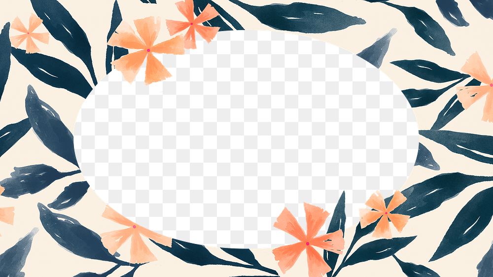 Floral frame png oval sticker, transparent background