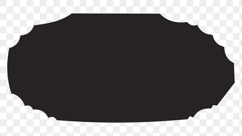 Black shape badge png sticker, transparent background