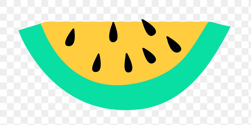Yellow watermelon png fruit doodle sticker, transparent background