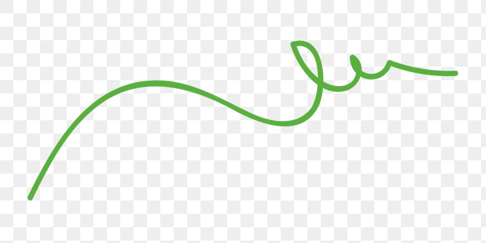 Green squiggle png doodle line sticker, transparent background