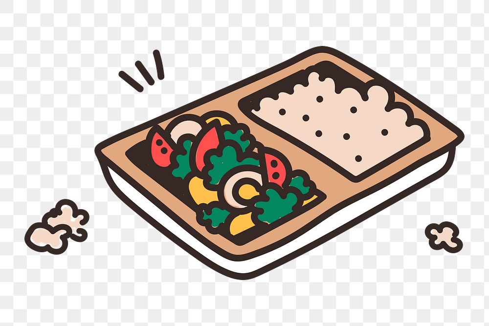 Lunch box doodle png sticker, transparent background