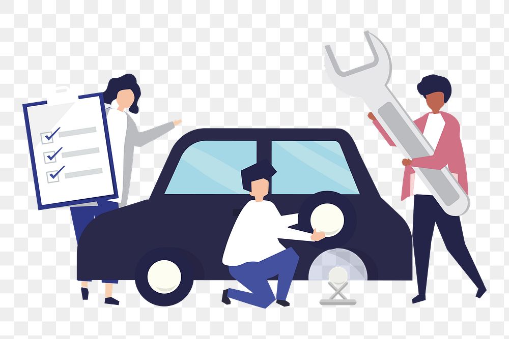 Car repair png sticker, flat graphic, transparent background