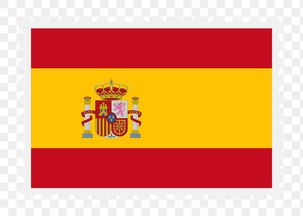 Spanish flag png stamp illustration, transparent background. Free public domain CC0 image.