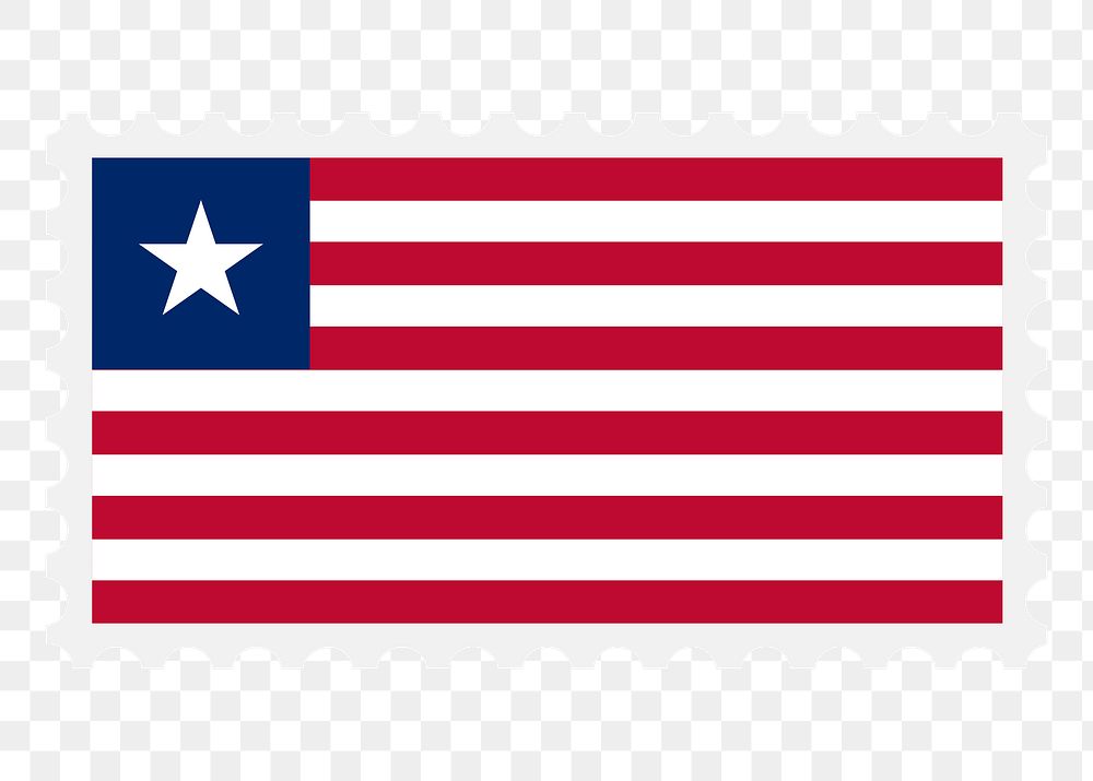 Liberian flag png stamp illustration, transparent background. Free public domain CC0 image.