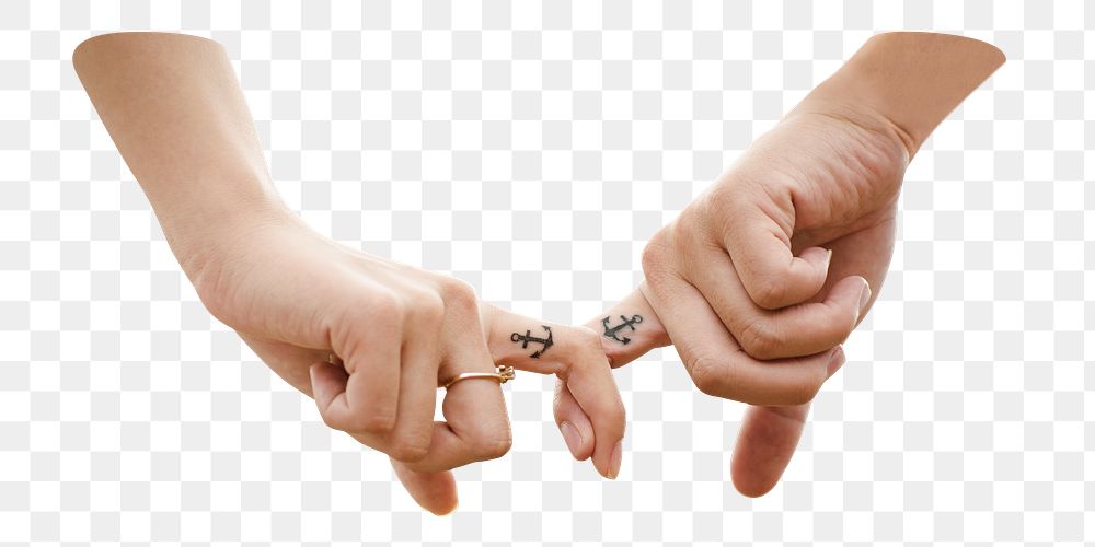Couple with matching tattoo png sticker, transparent background