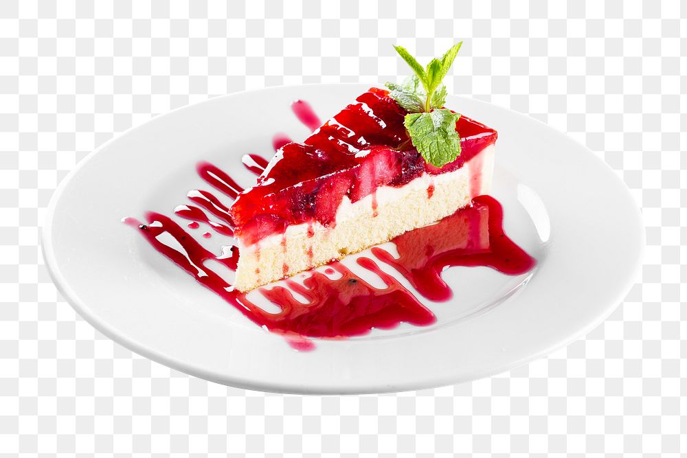 Strawberry cheesecake  png sticker, transparent background