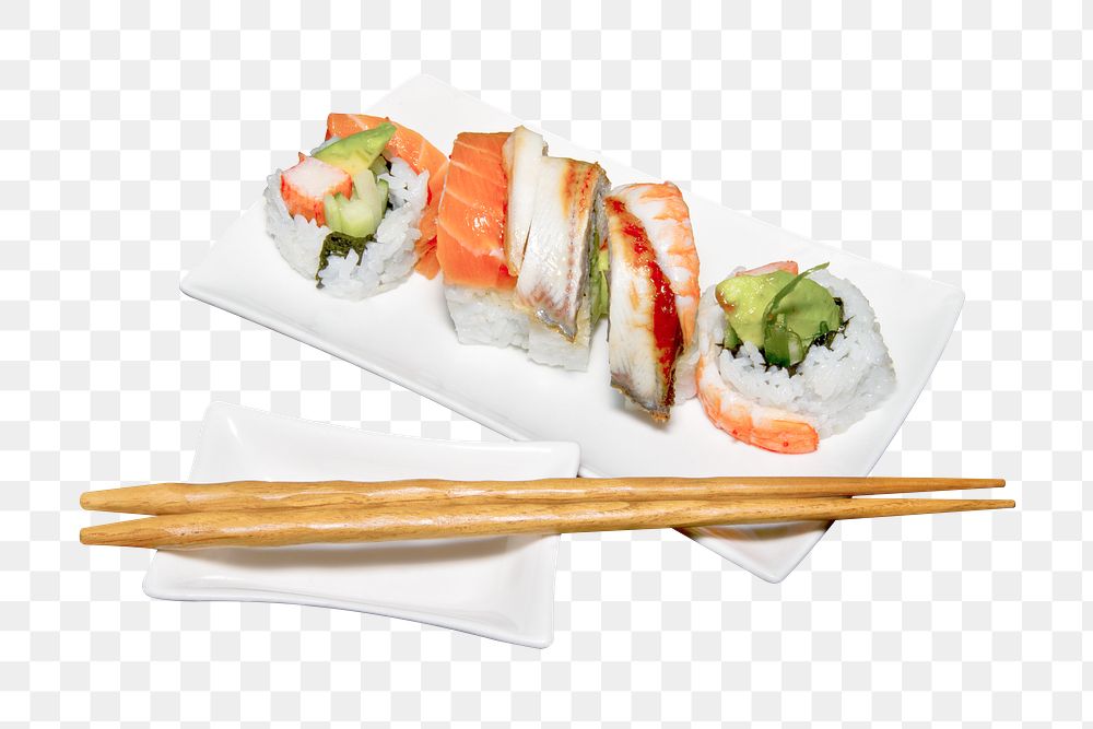 Japanese sushi png sticker, transparent background 