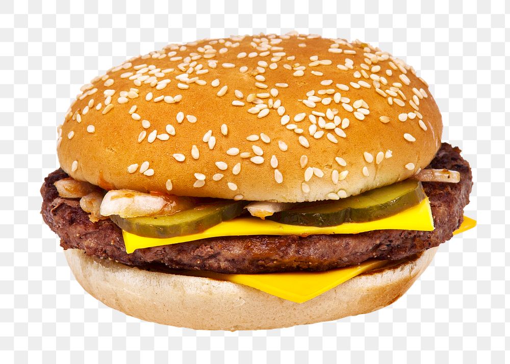 Homemade hamburger png sticker, fast food, transparent background