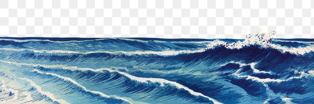 Vintage Japanese ocean waves png on transparent background.   Remastered by rawpixel. 