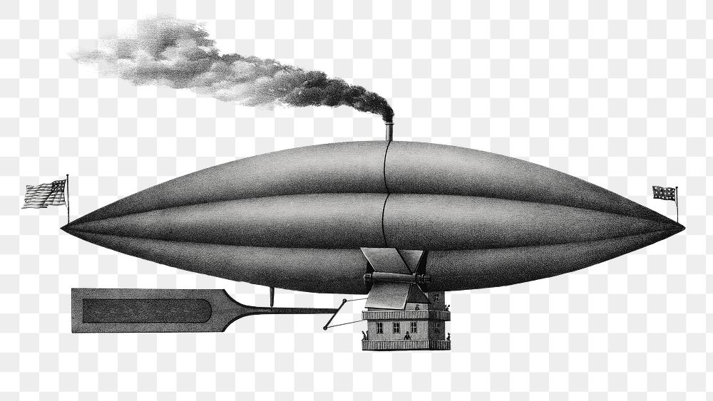 Aesthetic steam ship balloon  png on transparent background.   Remastered by rawpixel