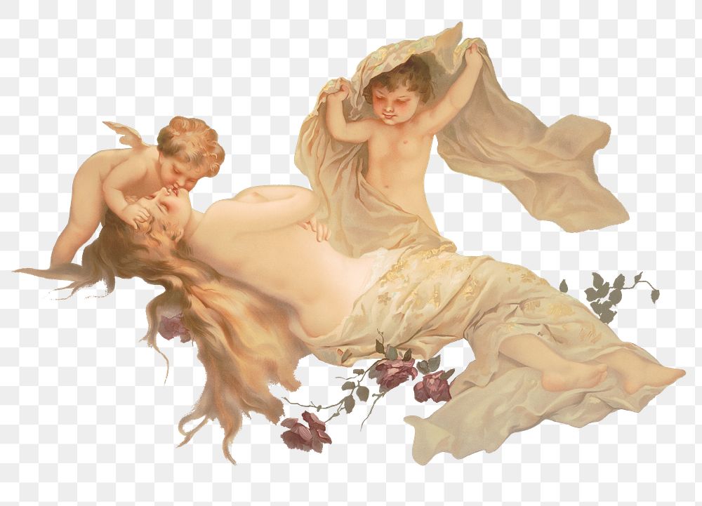 Aesthetic cherubs  png on transparent background.   Remastered by rawpixel