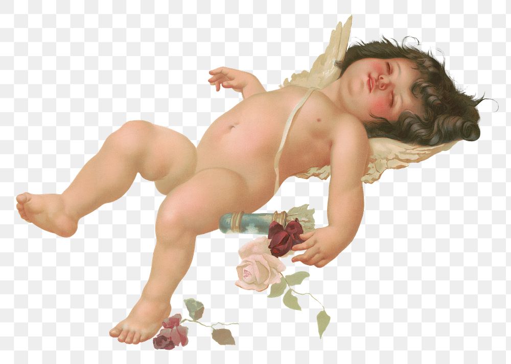 Aesthetic cherub  png on transparent background.   Remastered by rawpixel