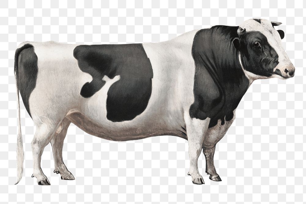 Aesthetic cow  png on transparent background.   Remastered by rawpixel