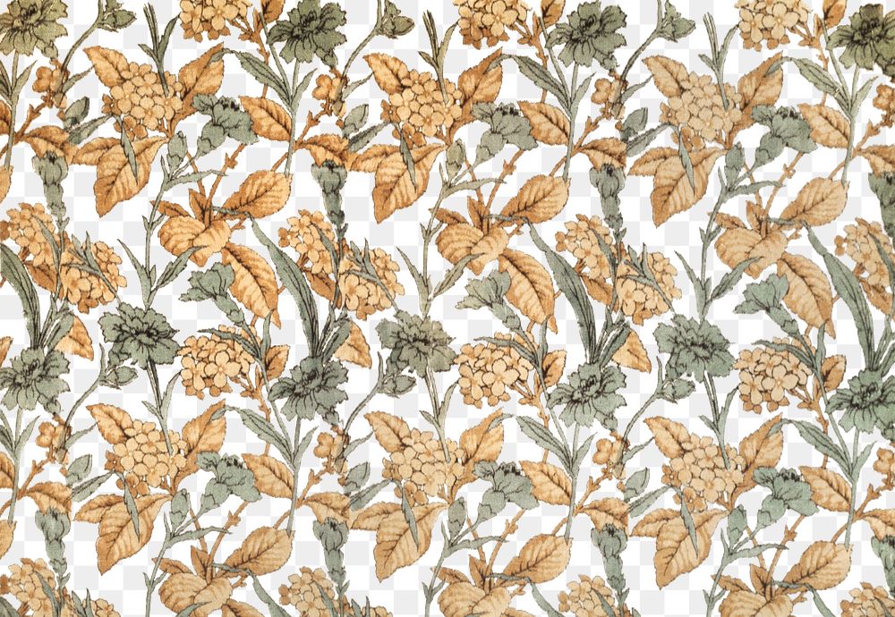 Aesthetic flower pattern png on transparent background.  Remastered by rawpixel