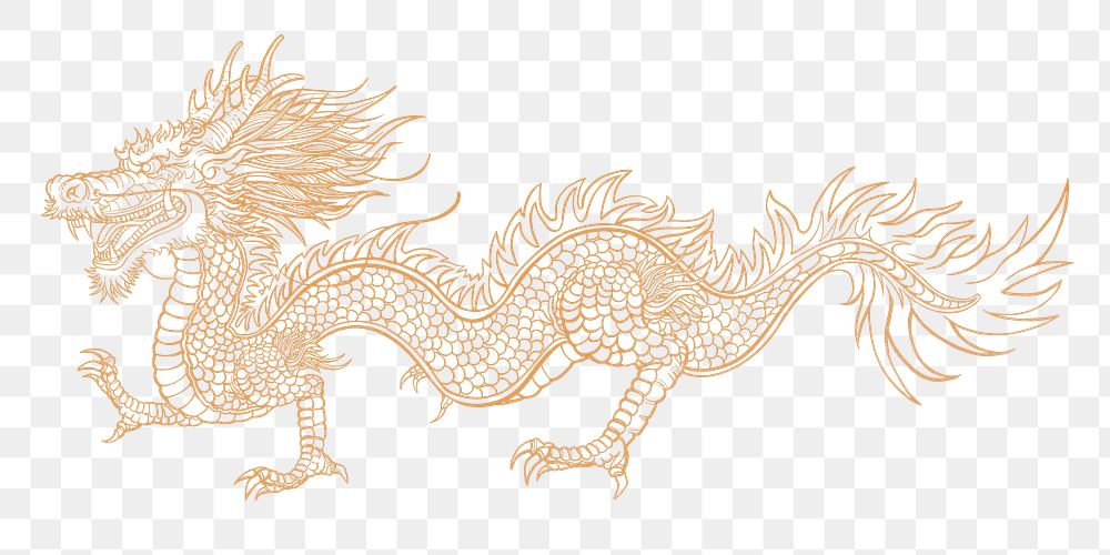 Ancient Chinese dragon png sticker, oriental animal illustration, transparent background