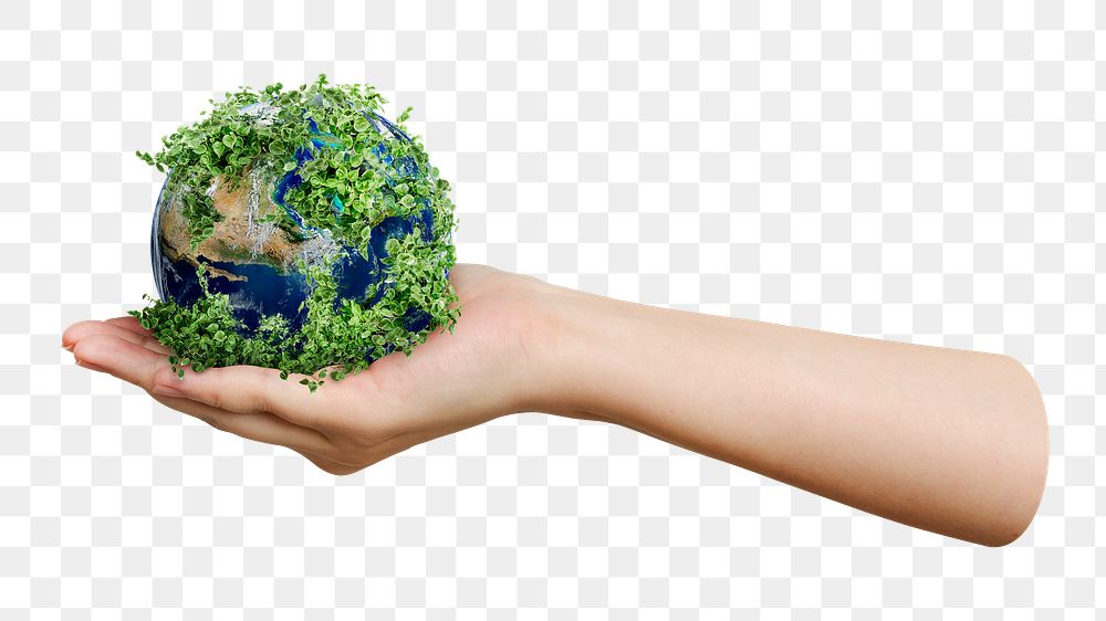 Holding Earth png sticker, transparent background