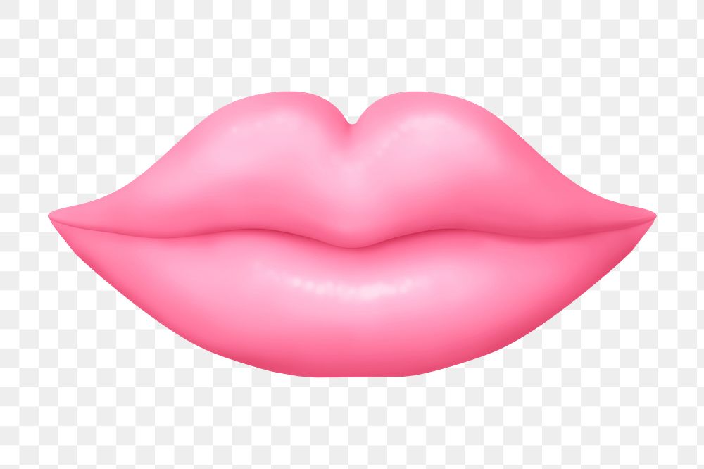Pink lips clipart png, 3d graphic, transparent background