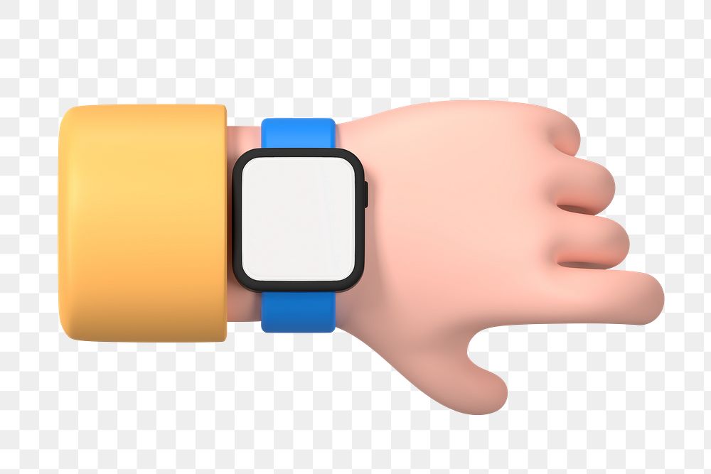 Businessman with smartwatch png, 3D rendering graphic