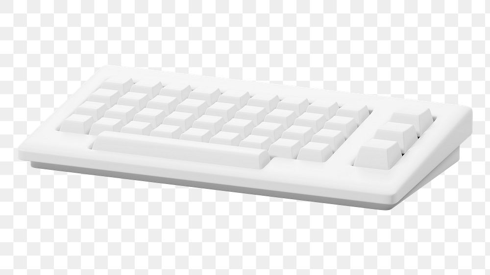 3D keyboard png white device sticker, collage element on transparent background