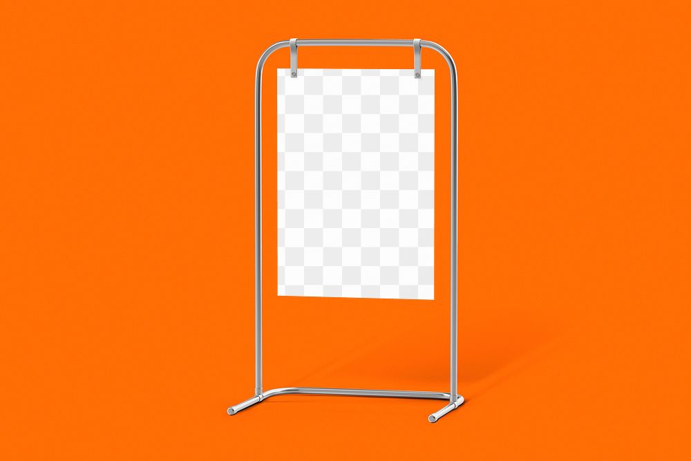 Poster stand png sign mockup, transparent design