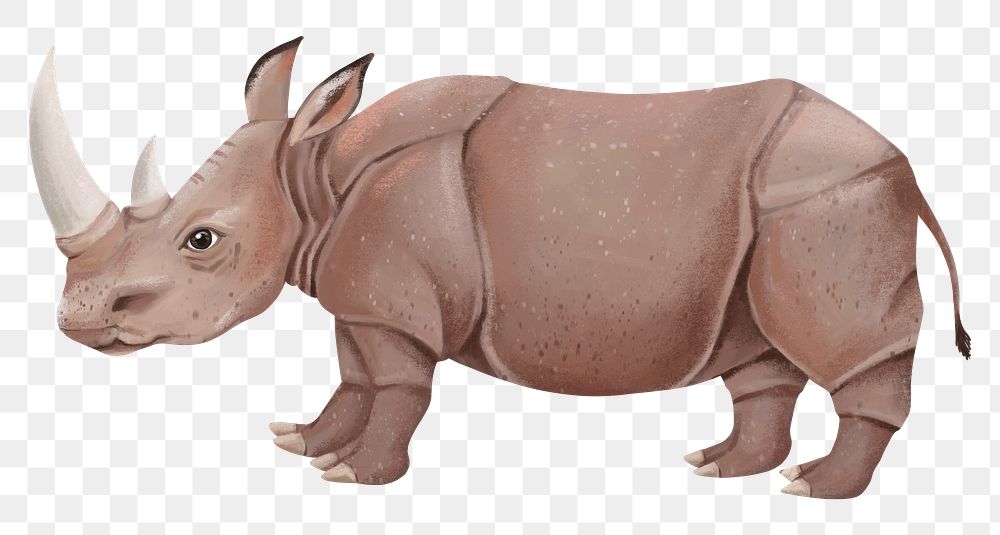 Rhino png sticker, cute animal illustration, transparent background