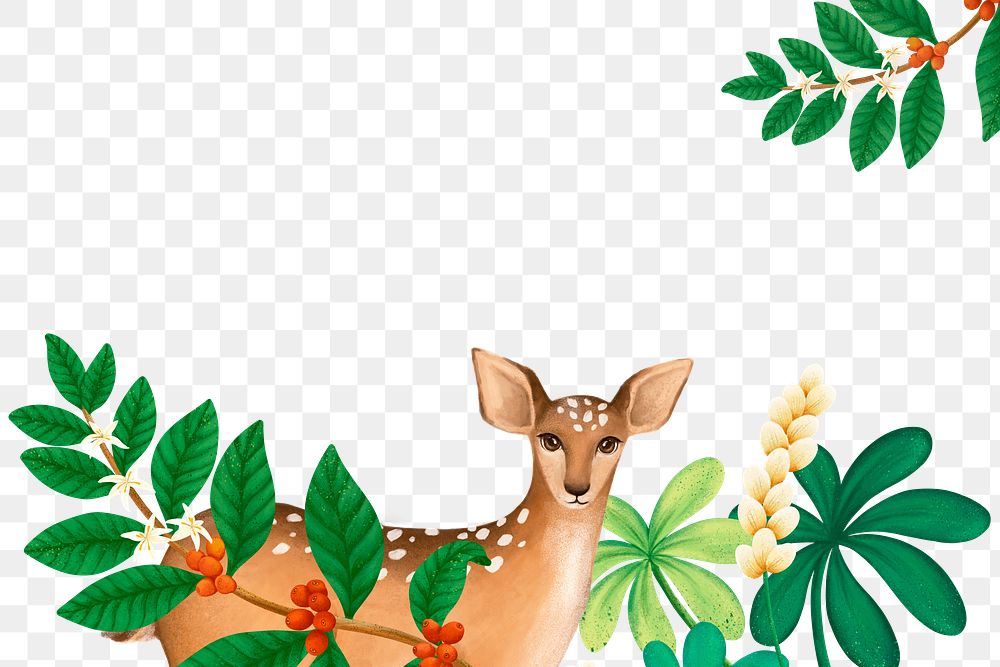 Deer png border, animal illustration, transparent background