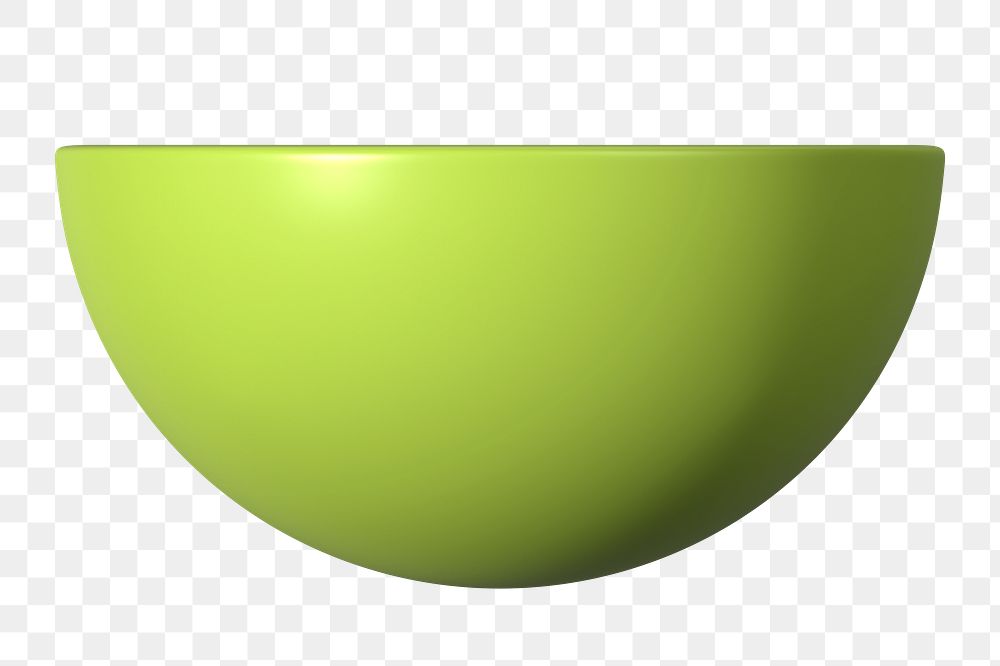 3D hemisphere png, green geometric clipart, transparent background