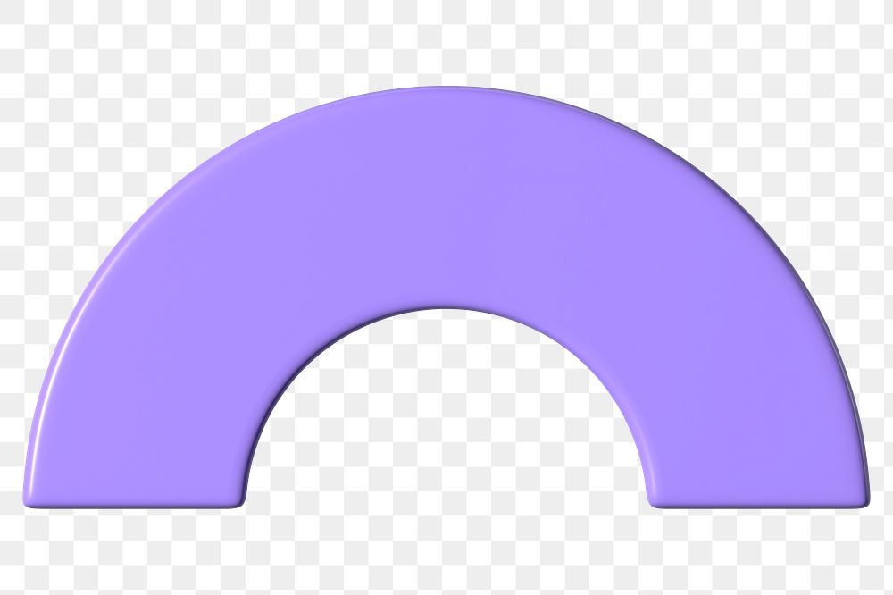 3D purple half torus clip art, transparent background