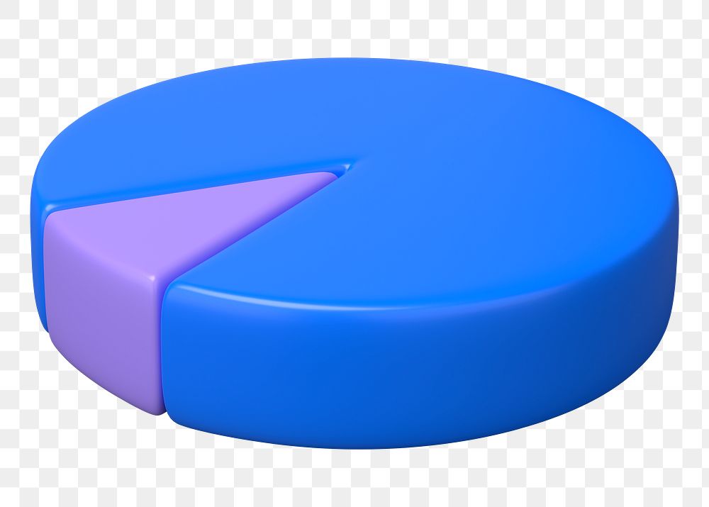 Blue pie chart png sticker, business graph, transparent background
