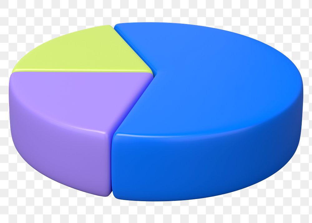 3D pie chart png sticker, business graph, transparent background