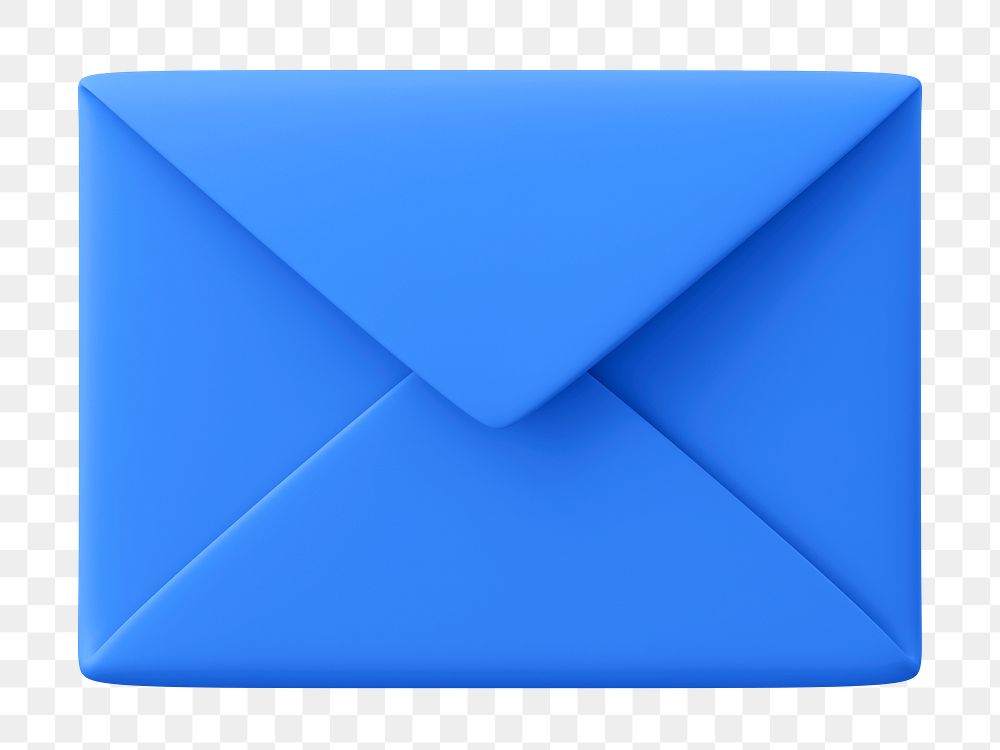 Blue envelope png 3D shape sticker, transparent background