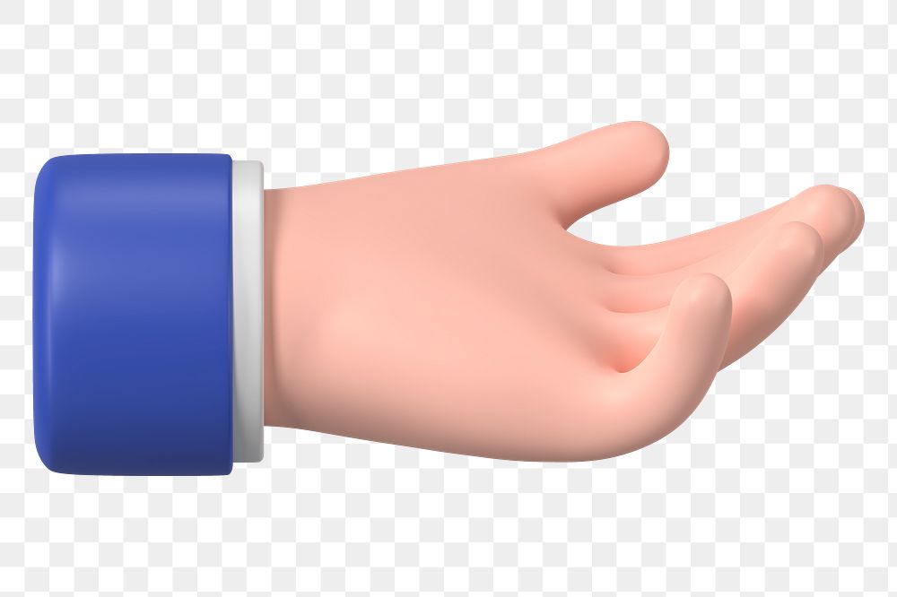 Businessman's png helping hand gesture, 3D illustration, transparent background