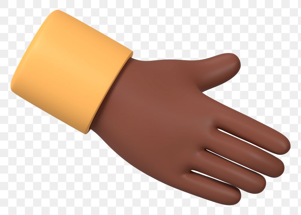 Black hand  png extending to shake, business etiquette in 3D, transparent background