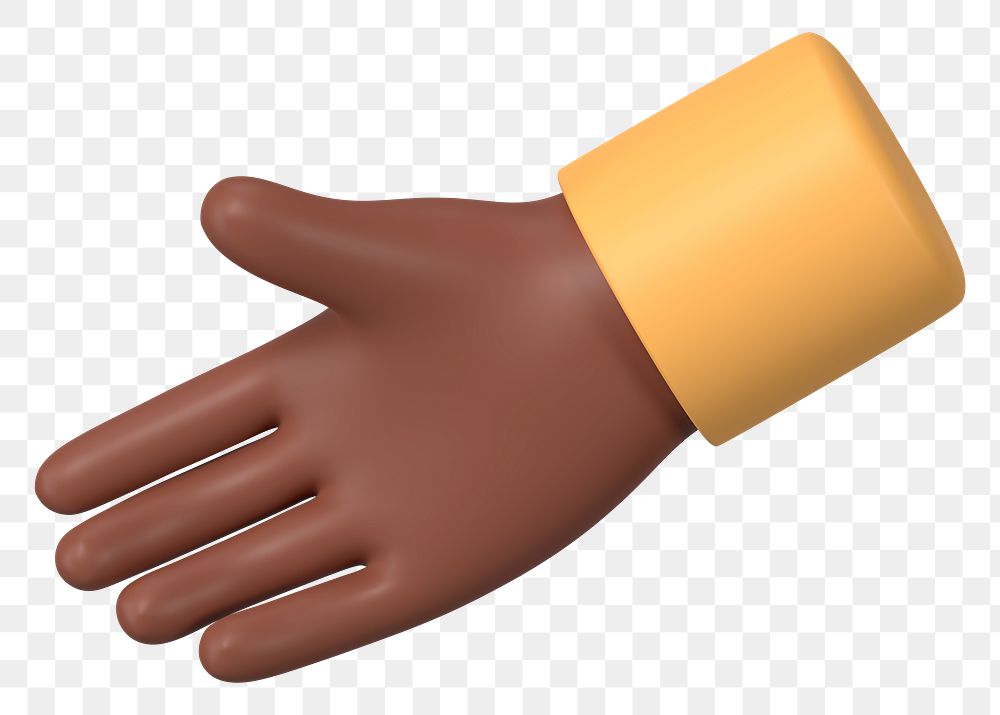 Black hand  png extending to shake, business etiquette in 3D, transparent background