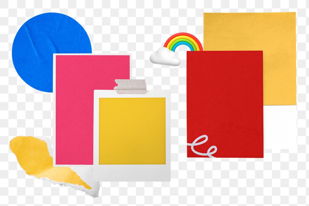 Mood board png, colorful element sticker, transparent background