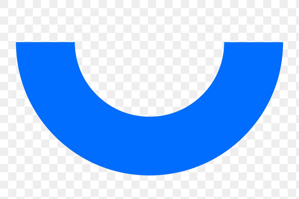 Blue semicircle png logo element sticker, transparent background