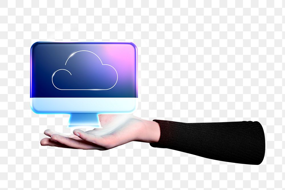 Cloud storage png sticker, technology remix, transparent background