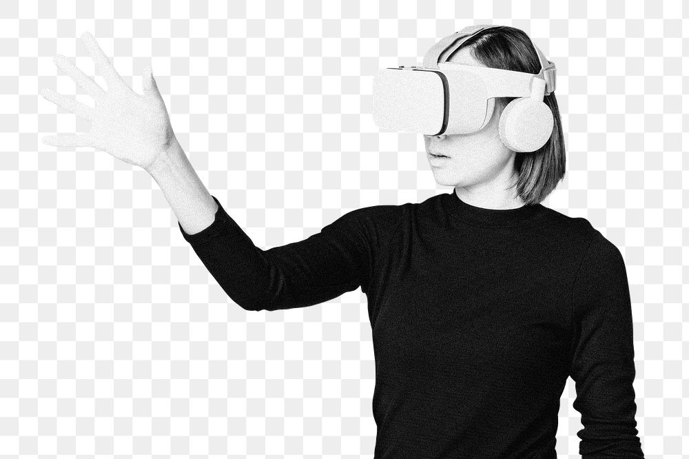 Woman wearing VR png, entertainment technology, transparent background