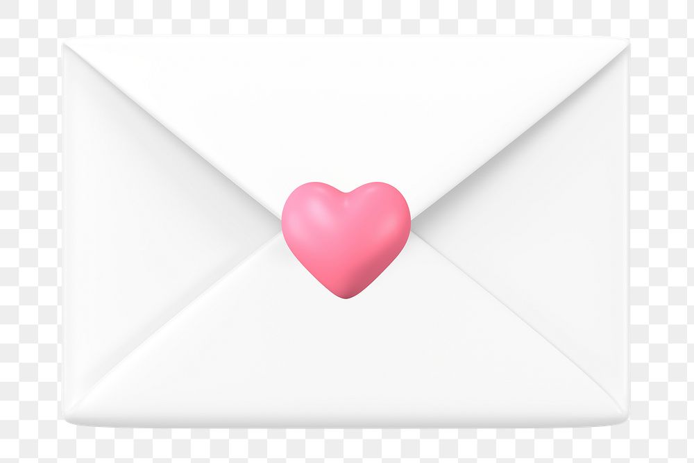 3D love letter png sticker, Valentine's Day graphic, transparent background
