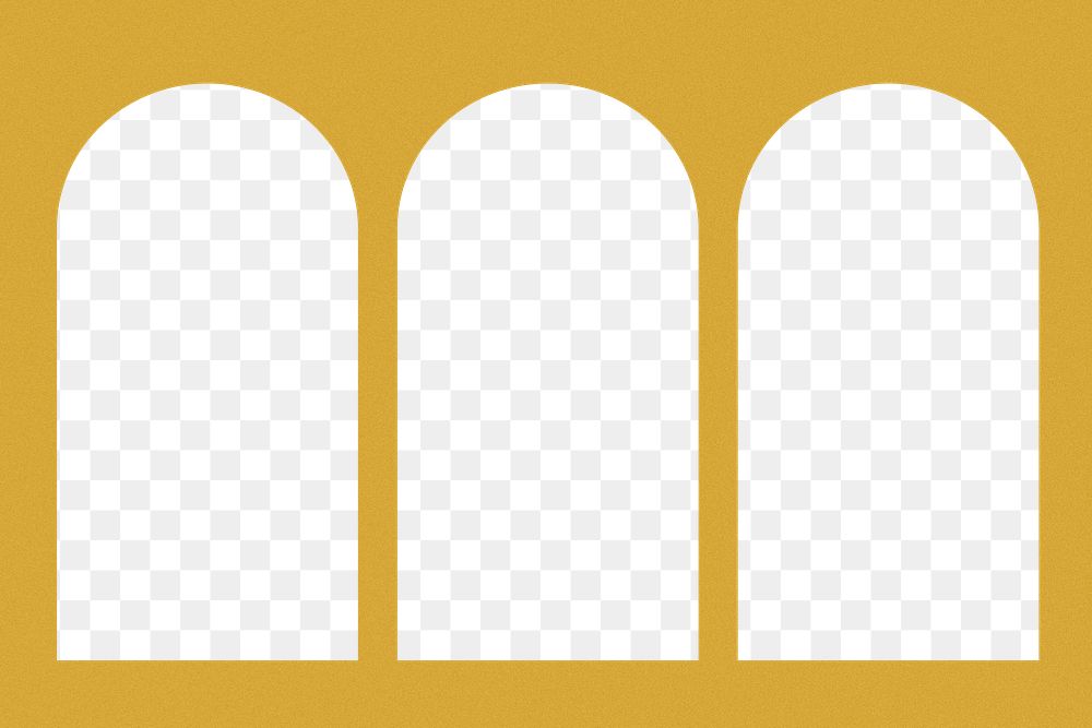 Gold arch windows png frame, transparent background