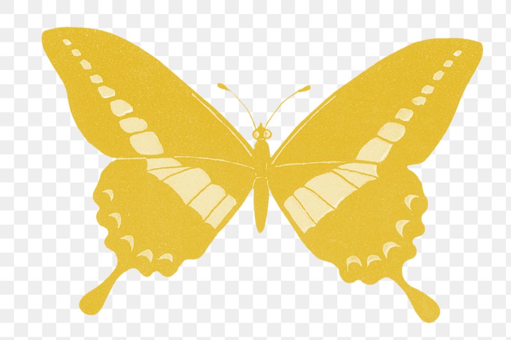 Yellow butterfly png animal sticker, transparent background, remixed by rawpixel