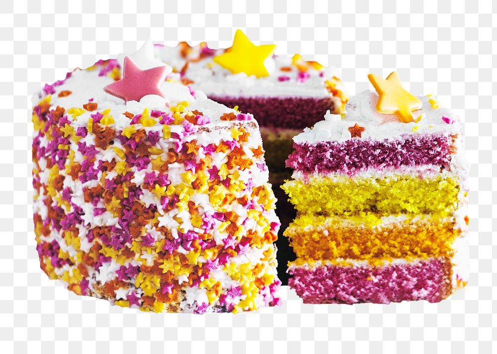 Colorful birthday cake png sticker, transparent background