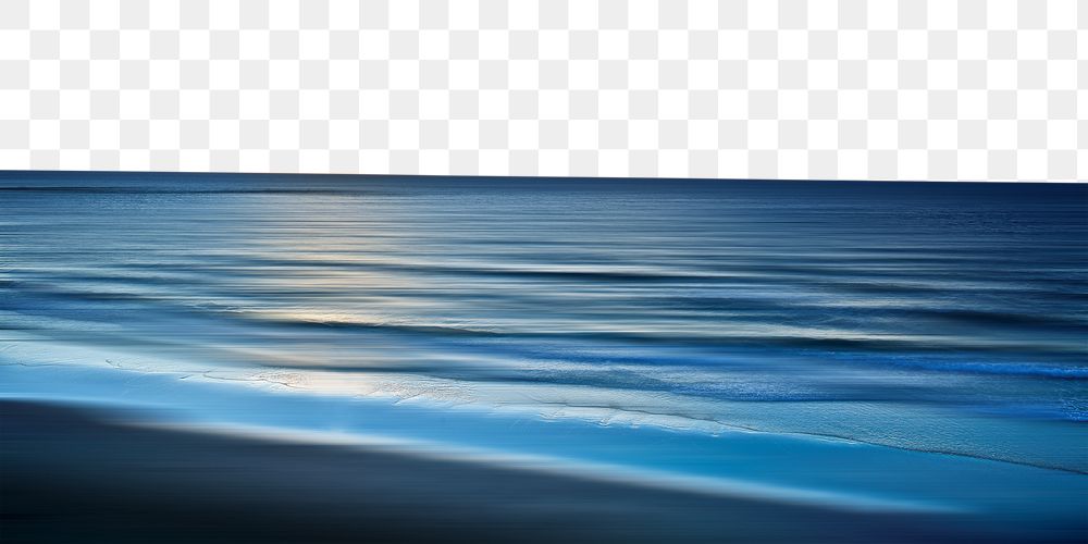 Quiet ocean png border, nature photo, transparent background