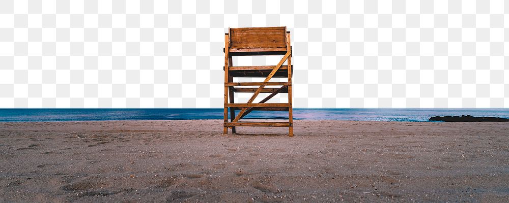 Lifeguard chair png beach border, nature photo, transparent background