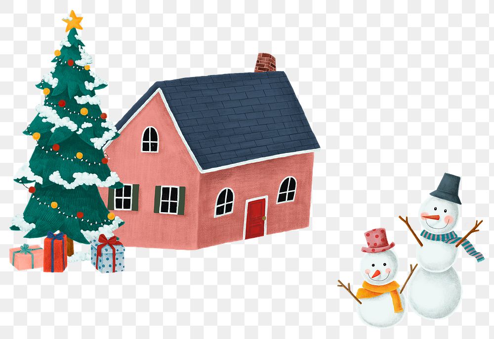 Christmas cottage png sticker, tiny house, transparent background