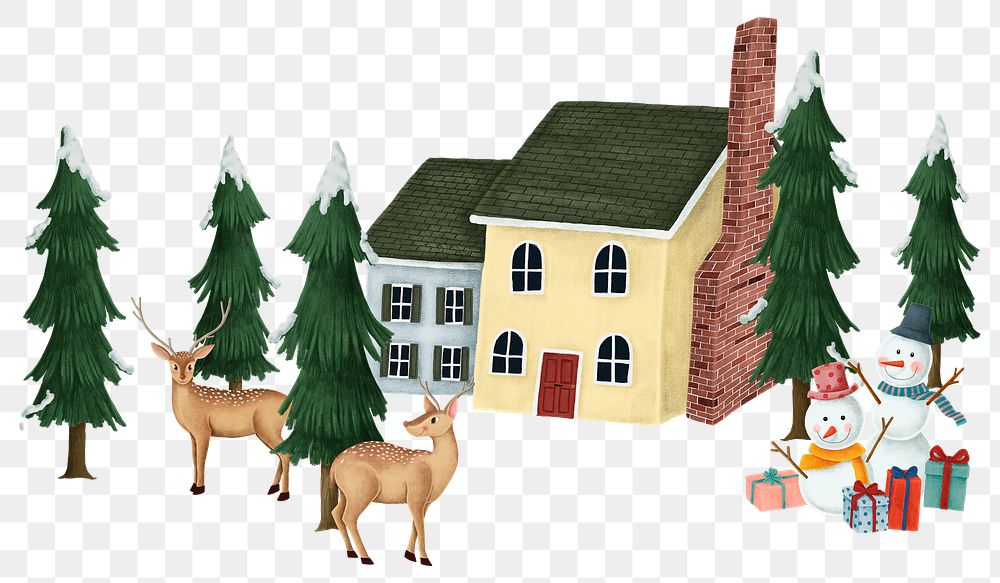 Christmas house png sticker, transparent background